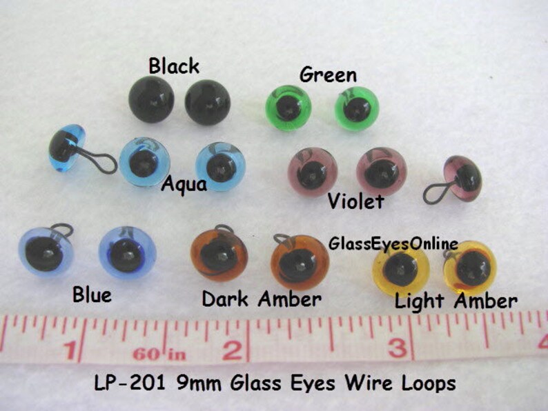 7 Pair Glass Sew On Eyes With Wire Loops Choose Size 4mm to 8mm Mix Transparent Colors For Teddy Bear Doll Needle Felting Sewing LP-201 image 8