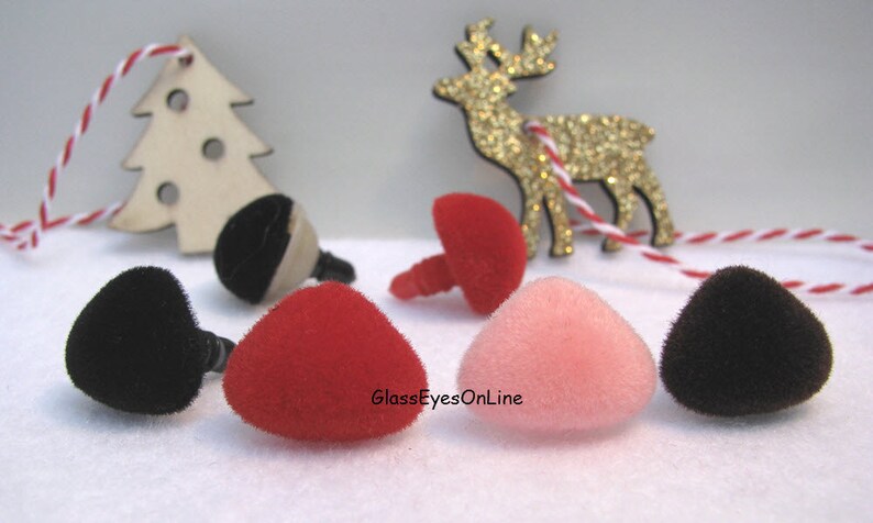 Flocking Buttons 12 Pc. Fuzzy Flock Triangle Noses, Buttons, Eyes Size 8mm to 18mm for ...