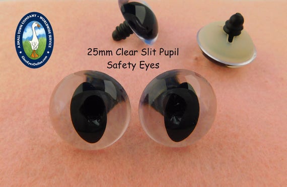 4 PAIR Safety Eyes 16mm to 21mm CLEAR SLIT Pupil Crafts Dragon Cat Sew CSPE-1