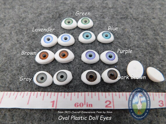 PAIR ACRYLIC OVAL DOLL EYES IN BLUE/GREY IN A VARIETY OF SIZES  Code EYO 