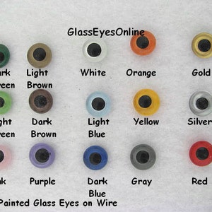 15 PAIR 4mm or 5mm or 6mm or 7mm or 8mm PAINTED Glass Eyes on WIRE for teddy bear, doll, Decoy, Fish Lure, needle felted sculpture 222 image 1