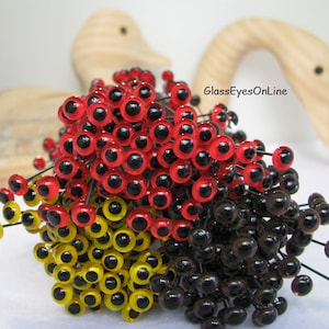 15 PAIR 4mm or 5mm or 6mm or 7mm or 8mm PAINTED Glass Eyes on WIRE for teddy bear, doll, Decoy, Fish Lure, needle felted sculpture 222 image 5