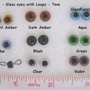 7 Pair Glass Sew On Eyes With Wire Loops Choose Size 4mm to 8mm Mix Transparent Colors For Teddy Bear Doll Needle Felting Sewing LP-201 image 5