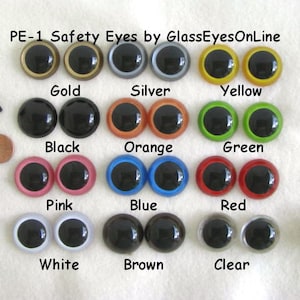 12 Pair Plastic Safety Eyes With Washers 18mm to 34mm Mix Colors For Large Craft Projects Puppet Doll Teddy Bear Monster Sewing Crochet PE