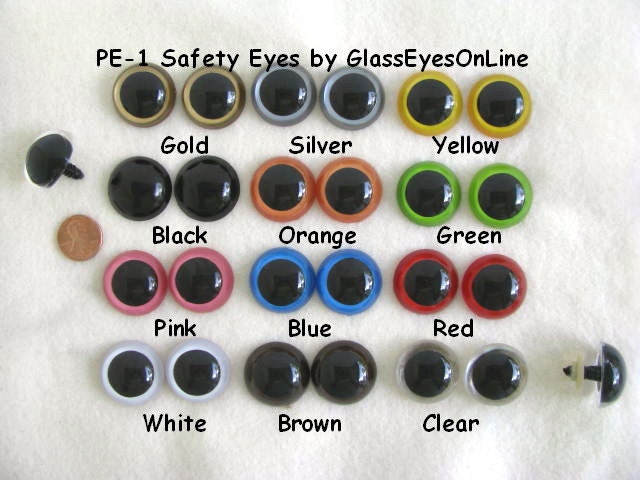 12 PAIR 14mm to 16mm SPARKLE Plastic Safety Eyes TeddyBears, Dolls