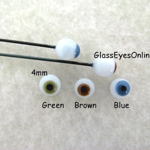 3 PAIR German Glass Doll Eyes On Wire Choose Size 2mm to 6mm and Color For Polymer Clay, Sculptures, Fairies, Mermaids, Trolls, Dolls  123