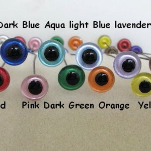 2 Pair Glass Eyes On Wire Iridescent Colors 9mm or 10mm or 11mm or 12mm or 14mm Teddy Bear Doll Polymer Clay Needle Felting Carving IR-222