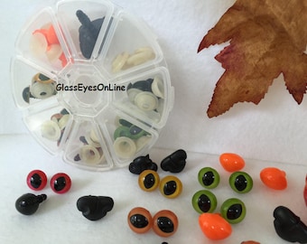 Safety Eyes and Nose Assortment Gift Set For Fall & Halloween Crochet Sewing Amigurumi Projects For Cats, Jack O'Lantern, Ghost (CTNSPE)