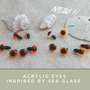 12 PAIR Acrylic Safety Eyes Amber With Plastic Washers 6m or 8mm or 9mm or 10mm or 12mm For Sewing, Crochet, Teddy Bear, Doll, Crafts APE image 1