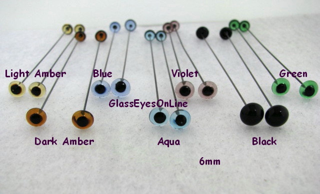 4 PAIR Glass Eyes on Wire 5mm or 6mm Fish lure Craft Eyes Felting Carving  LE-1