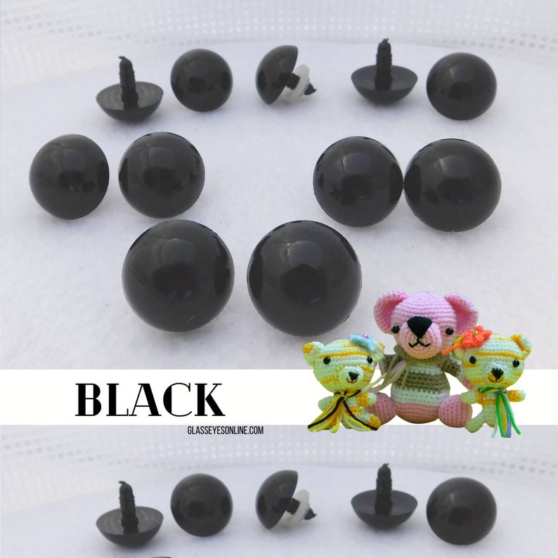 5 PAIR 24mm or 27mm or 30mm or 34mm Plastic Safety Eyes Choose ONE Color for puppet, teddy bear, doll, plush animal, sew, crochet PE-1 image 9