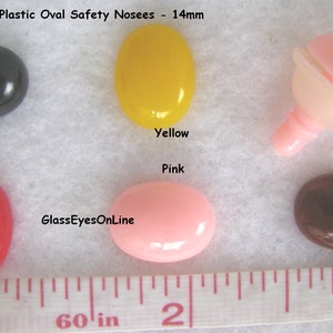 30 pc. 14mm OVAL Plastic Safety NOSES, Buttons, or Eyes for Teddy Bears, Dolls, Bunnies, Plush Animals, Sewing, Amigurumi, Crochet ON-1 Mix Colors (6 ea)