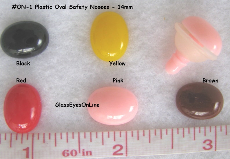 30 pc. 14mm OVAL Plastic Safety NOSES, Buttons, or Eyes for Teddy Bears, Dolls, Bunnies, Plush Animals, Sewing, Amigurumi, Crochet ON-1 Mix Colors (6 ea)