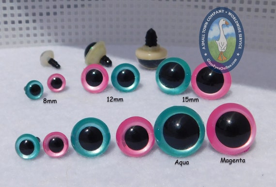 BEAR ANIMAL DOLL 4 X IRIDESCENT TOY EYES SAFETY TEDDY EYES 16MM RUST