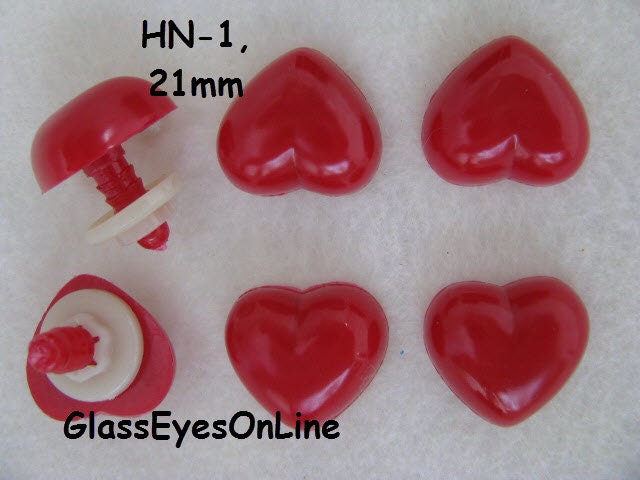 10 nez de sécurité en forme de cœur rose 25mm ou 29mm Également utilisés  comme boutons, yeux pour ours en peluche, poupée, peluches, couture,  crochet HN-1 -  France