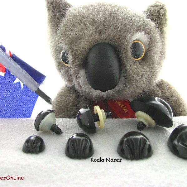 6 Koala Noses With Safety Washers Size 17mm to 44mm For Koala Teddy Bears, Characters Creatures Fantasy Art Crafts Sewing Crochet (KN)