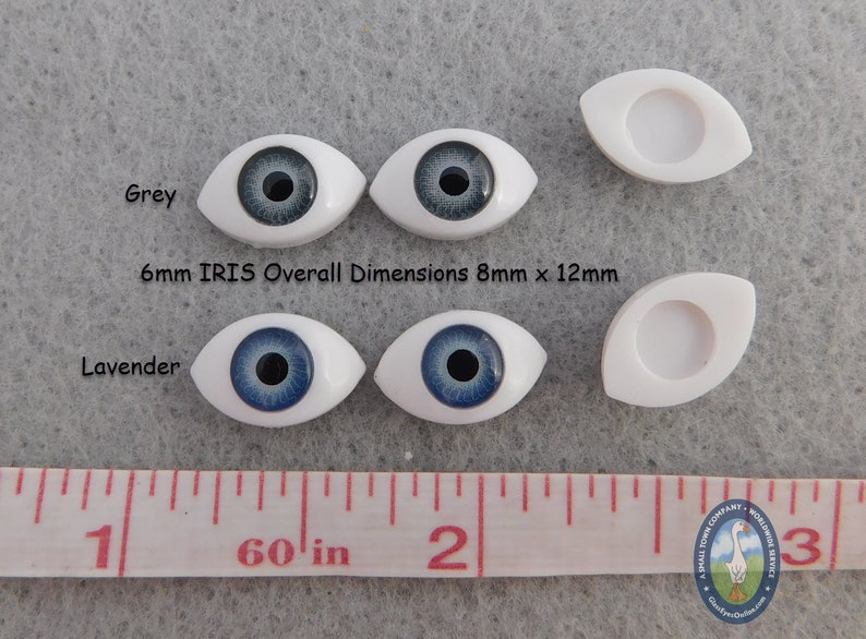 6 PAIR muñeca ojos plástico ovalado artesano ojos 6mm iris | Etsy