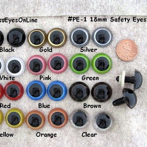 10 PAIR Safety Eyes For Dolls, Teddy Bears, Puppets, Monsters, Plushies, Choose Size 18mm or 21mm and Color  Crochet, Sewing, Crafts  (PE-1)