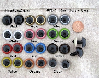 10 PAIR Safety Eyes For Dolls, Teddy Bears, Puppets, Monsters, Plushies, Choose Size 18mm or 21mm and Color  Crochet, Sewing, Crafts  (PE-1)