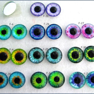 1 PAIR Glass Cabochon Eyes 6mm to 20mm Art Doll, Sculpture, Carving, Needle Felt, Puppet Arts, Crafts, Fantasy Art  ( CAB-F)