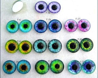 1 PAIR Glass Cabochon Eyes 6mm to 20mm Art Doll, Sculpture, Carving, Needle  Felt, Puppet Arts, Crafts, Fantasy Art ( CAB-F)