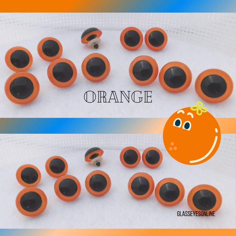 5 PAIR 24mm or 27mm or 30mm or 34mm Plastic Safety Eyes Choose ONE Color for puppet, teddy bear, doll, plush animal, sew, crochet PE-1 image 4