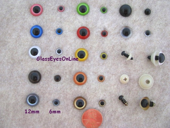  Safety Eyes No Pupil 14 Pair Mix Colors (12mm)