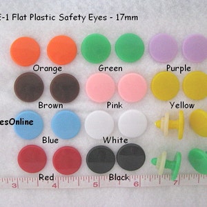 10 PAIR 10mm or 13mm or 17mm Safety Eyes, Noses, Buttons Flat No Pupil for Teddy Bear, Doll, Cartoon, Anime, Crochet, Sew, Amigurumi RBE-1 Mix Colors ( 1 ea.)