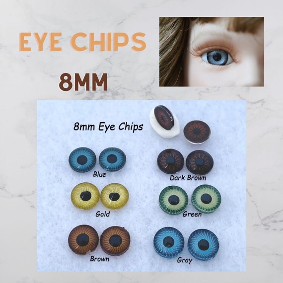 Doll Eyes 6 PAIR 8mm Plastic Eye Chips Flat Glue on Backs for Dolls,  Trolls, Jewelry Design, Puppets, Fantasy Characters Arts & Crafts LN 