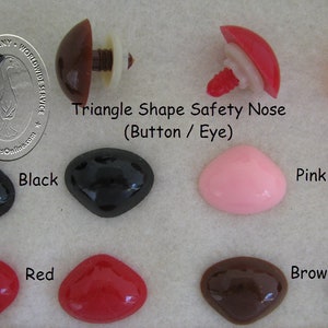 20 pc. Triangle Plastic Safety Noses, Buttons, Eyes 18mm or 20mm or 23mm for Puppets, Teddy Bears, Dolls, Sew, Crochet, Knit TN Mix Colors