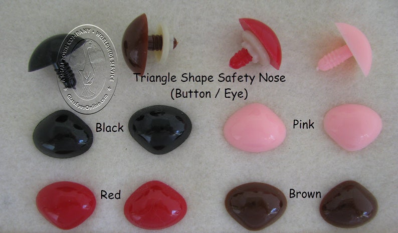 Pode incluir: Bot&otilde;es ou olhos de seguran&ccedil;a em forma de tri&acirc;ngulo, em preto, castanho, vermelho e rosa. Triangle Shape Safety Nose (Button / Eye)