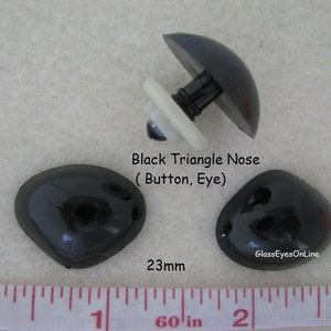 20 pc. Triangle Plastic Safety Noses, Buttons, Eyes 18mm or 20mm or 23mm for Puppets, Teddy Bears, Dolls, Sew, Crochet, Knit TN Black