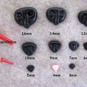 20 neuzen 3 mm tot 6 mm Kunststof met rechte stelen Zwart, rood en roze voor miniatuurprojecten Teddyberen Kittens Puppy Hondennaaldvilt EN-1