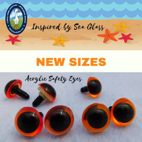 6 PAIR Acrylic Safety Eyes Amber Simulate Beach Glass 15mm 18mm 21mm 24mm  Sew Crochet Knit Amigurumi Teddy Bear Doll Plushie Craft Eyes APE 