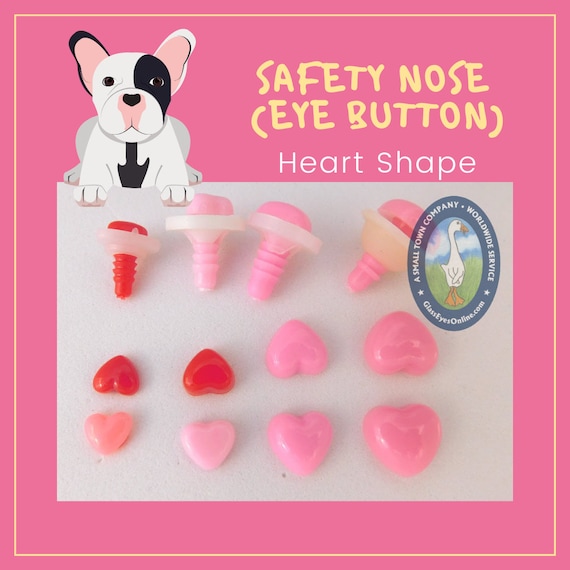 20 Heart Safety Noses Buttons Eyes 6mm Amigurumi Teddy Bear Doll Sew  Crochet HN