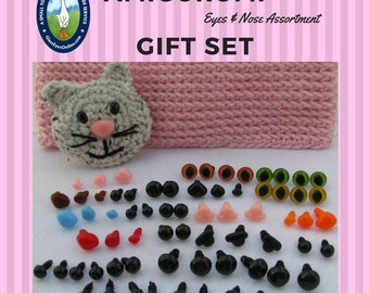 Amigurumi Assortment Starter or Gift Set  Safety Eyes and Noses for Sewing, Crochet, Amigurumi, Knitting,Teddy Bears, Dolls, Cats, AMIG-3