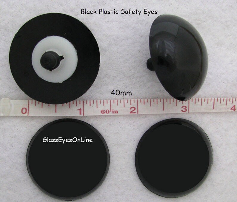 2 Pair 40mm or 50mm BLACK Plastic Safety Eyes With Washers for Etsy