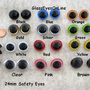 5 PAIR 24mm or 27mm or 30mm or 34mm Plastic Safety Eyes Choose ONE Color for puppet, teddy bear, doll, plush animal, sew, crochet PE-1 image 1