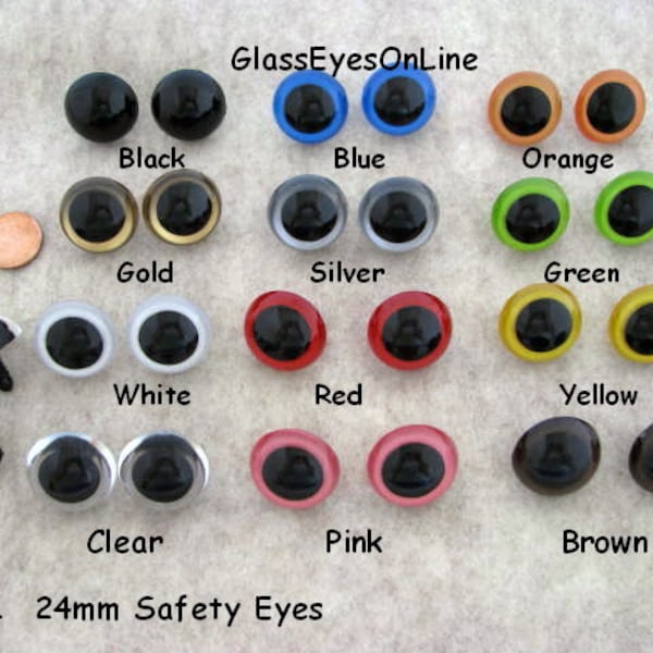 5 PAIRES d'yeux de sécurité en plastique de 24 mm ou 27 mm ou 30 mm ou 34 mm Choisissez une couleur pour marionnette, ours en peluche, poupée, animal en peluche, à coudre, au crochet (PE-1)