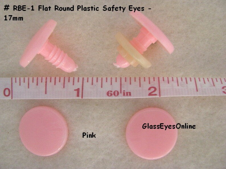 10 PAIR 10mm or 13mm or 17mm Safety Eyes, Noses, Buttons Flat No Pupil for Teddy Bear, Doll, Cartoon, Anime, Crochet, Sew, Amigurumi RBE-1 Pink