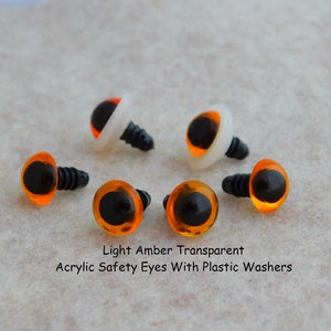 12 PAIR Acrylic Safety Eyes Amber With Plastic Washers 6m or 8mm or 9mm or 10mm or 12mm For Sewing, Crochet, Teddy Bear, Doll, Crafts APE image 3