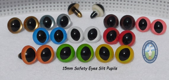 12 PAIR Safety Eyes Slit Pupil CLEAR 7.5mm or 10mm or 12mm or 15mm Paint  Backs or Use Clear. Sew, Crochet, Cats, Dragons, Frogs, CSPE-1 