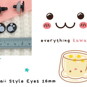 12 Pair Kawaii Style Safety Eyes 10mm or 16mm or 20mm or Mix (4 ea.)