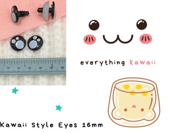 12 Pair Kawaii Style Safety Eyes 10mm or 16mm or 20mm or Mix (4 ea.)