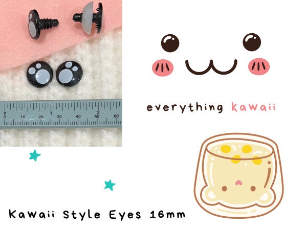 8mm Kawaii Style Round Safety Eyes and Washers: 5 Pairs - Doll / Amigurumi  / Animal / Stuffed Creation / Toy / Crochet / Knit / Supplies