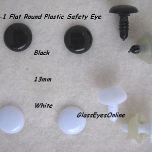 10 PAIR 10mm or 13mm or 17mm Safety Eyes, Noses, Buttons Flat No Pupil for Teddy Bear, Doll, Cartoon, Anime, Crochet, Sew, Amigurumi RBE-1 image 5