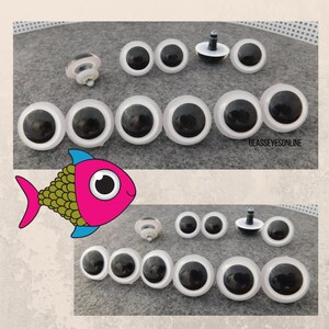 5 PAIR 24mm or 27mm or 30mm or 34mm Plastic Safety Eyes Choose ONE Color for puppet, teddy bear, doll, plush animal, sew, crochet PE-1 image 5