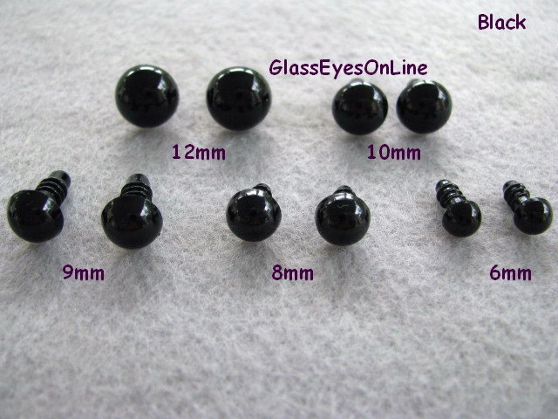 12 PAIR Black Safety Eyes With Washers 5mm 6mm 7mm 8mm 9mm Etsy