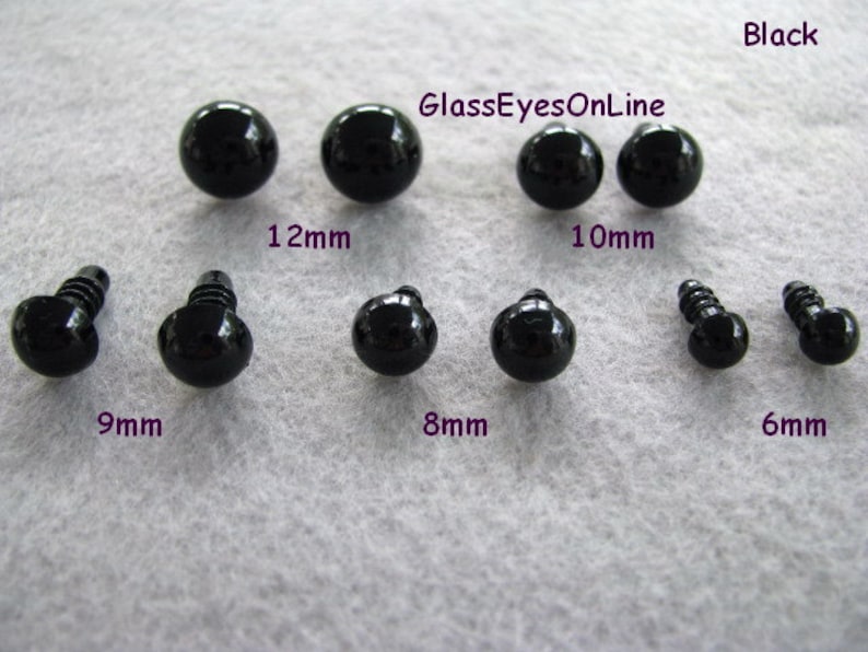 12 PAIR Black Safety Eyes With Washers 5mm 6mm 7mm 8mm 9mm 10mm 12mm 13mm Amigurumi Sew Crochet Knit Teddy Bear Doll PE-1 image 3