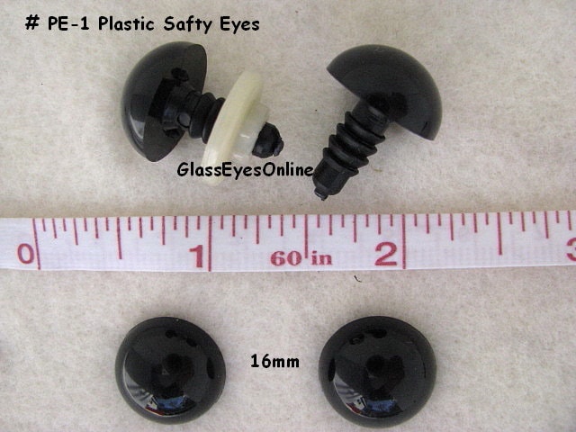 12 PAIR 14mm or 15mm or 16mm BLACK Safety Eyes With Washers for Teddybears,  Dolls, Puppets, Sewing, Crochet, Anime PE-1 -  Hong Kong